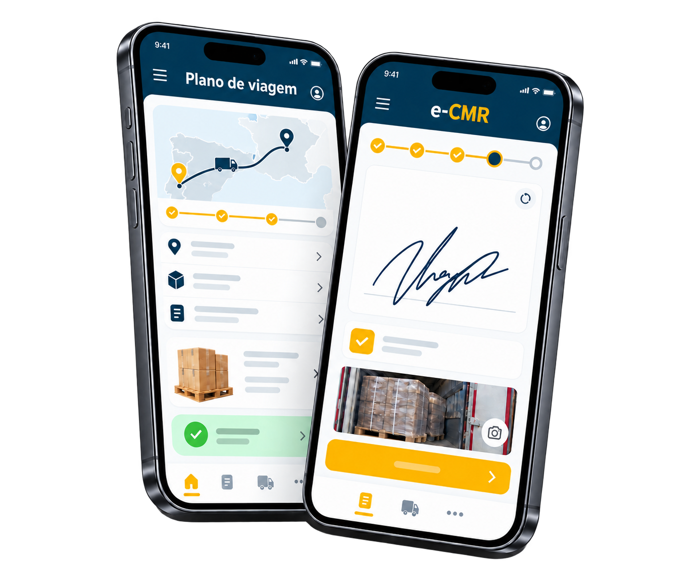 App de motorista para assinatura de DeCA e e-CMR