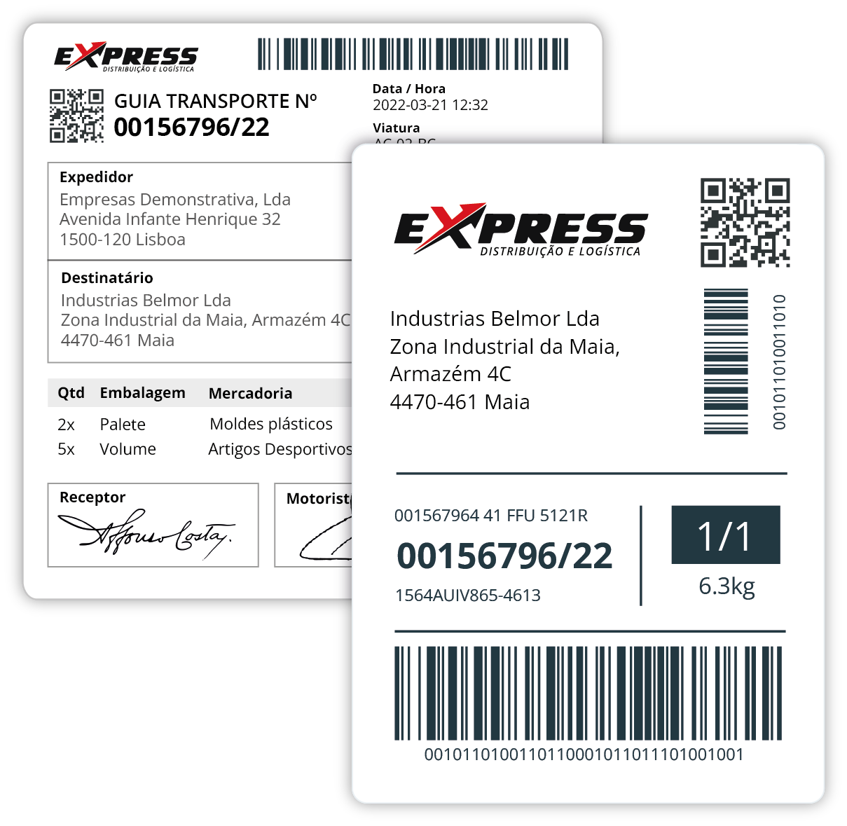 Etiquetas e Guias transporte com código barras